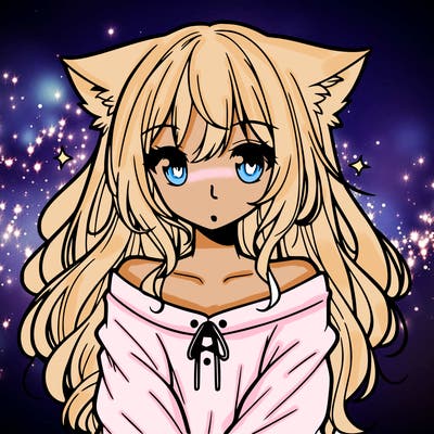 cute anime girl with cat ears