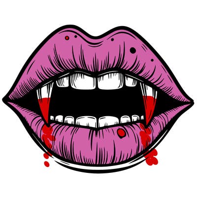lips with vampire teeth