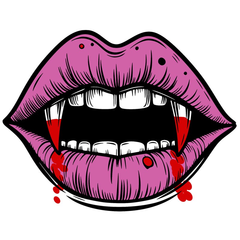 lips with vampire teeth