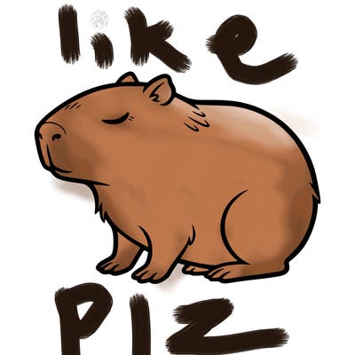 kawaii capybara side veiw with eyes closed