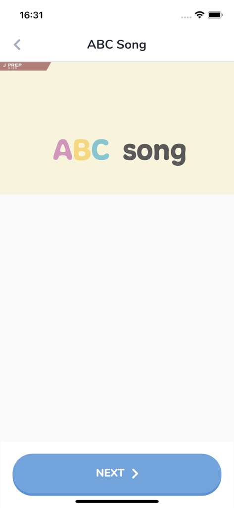 J PREP Friends - Learning interface for the ABC song in the J PREP Friends educational app