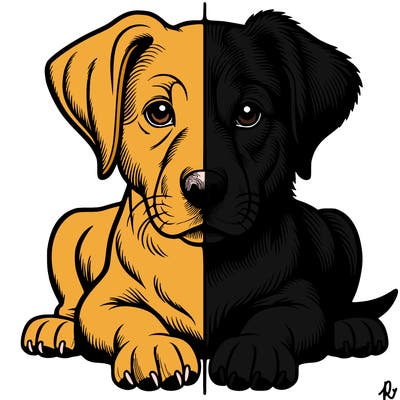 realistic dog split picture