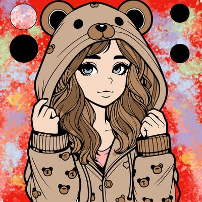 realistic girl in a animal pjs hoodie
