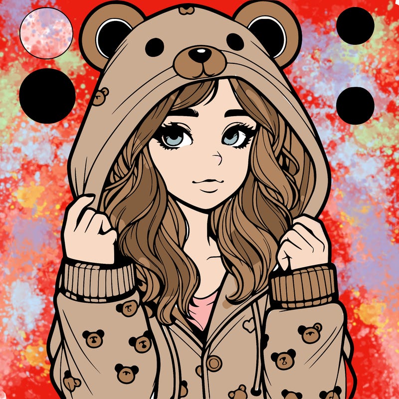 realistic girl in a animal pjs hoodie