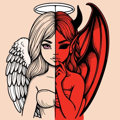 realistic angel half demon