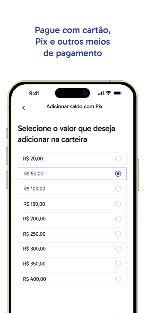 ZON Charge - ZON Charge 앱 화면에 디지털 지갑에 추가할 잔액 금액 선택