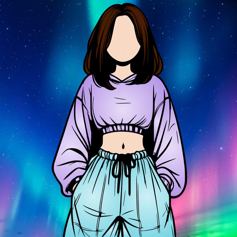 realistic girl faceless with baggy pants and a crop top