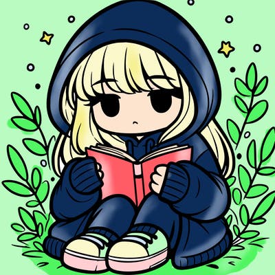 girl in oversized hoodie reading a book