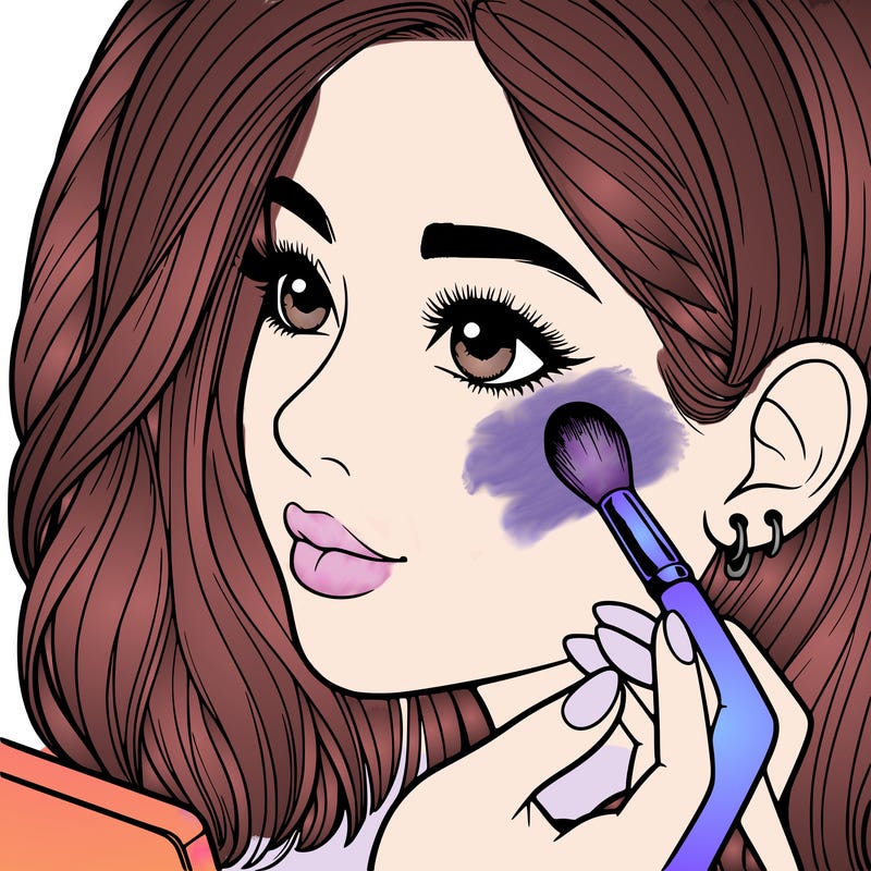 a realistic girl doing her makeup