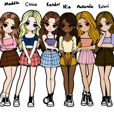 a group of girls realistic