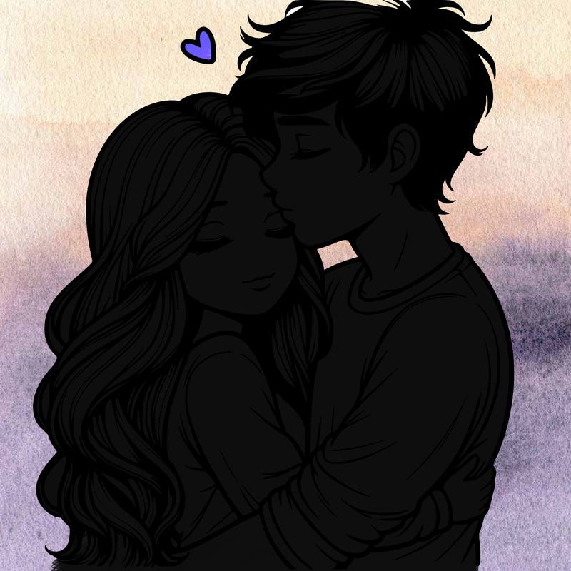 a realistic couple boy and girl hugging and kissing