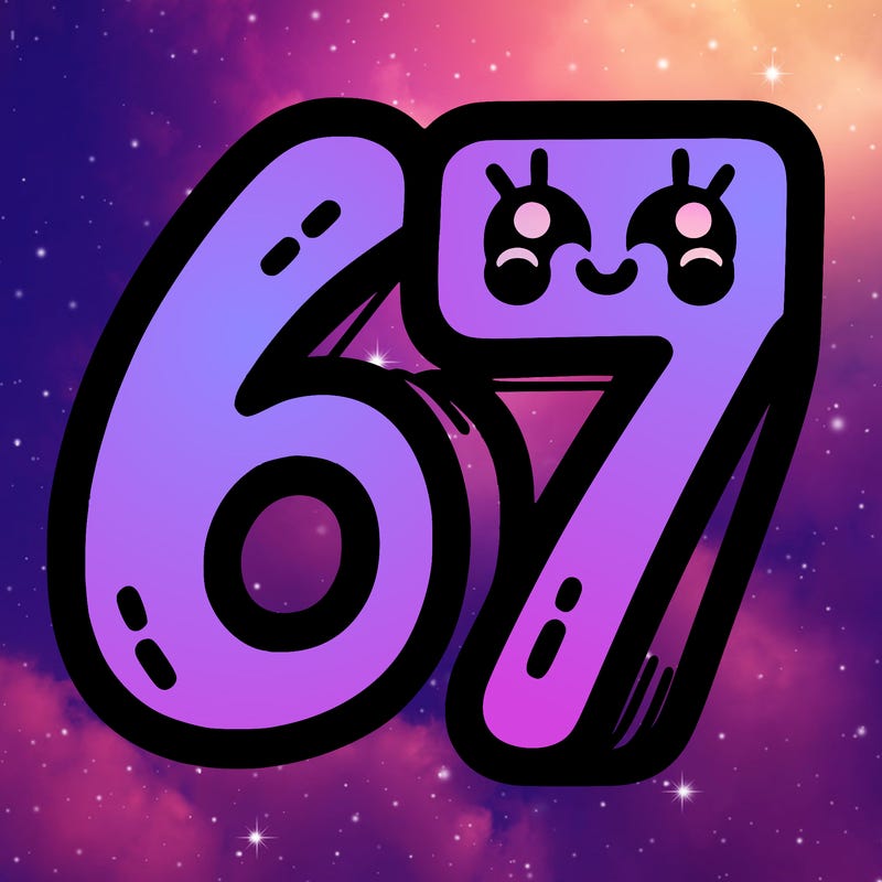 the numbers 67