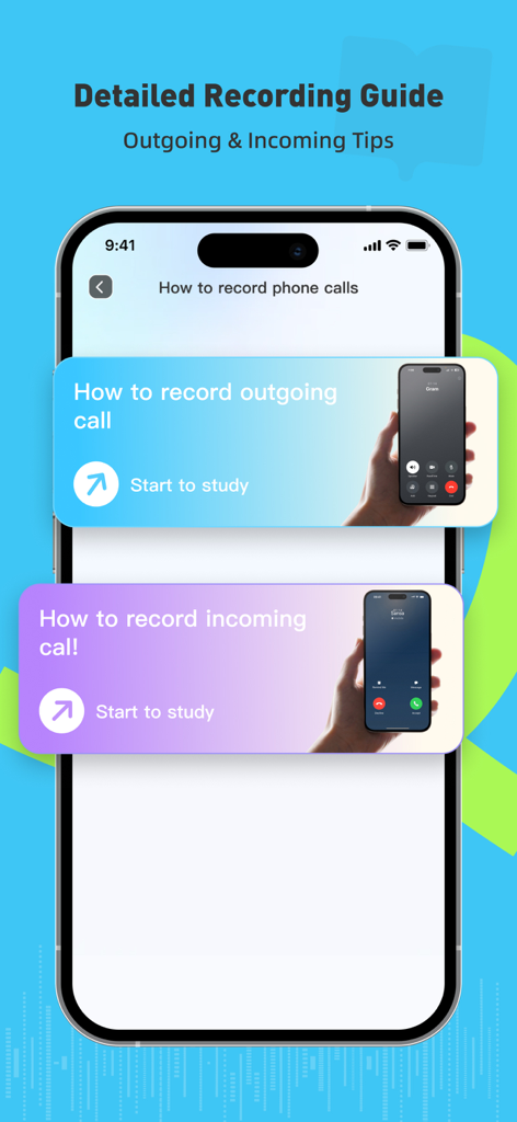 A detailed recording guide for incoming and outgoing phone calls on the Call Recorder app