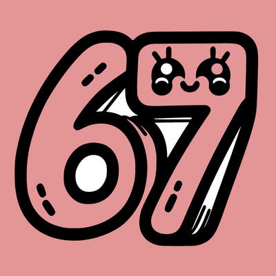 the numbers 67