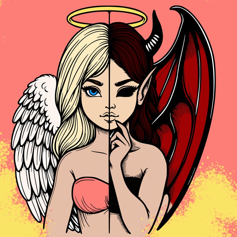 realistic angel half demon