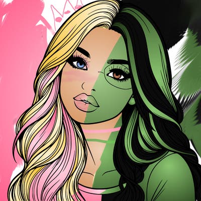 realistic girl with hair on her hair and lips
