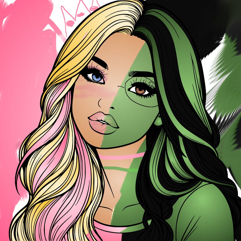 realistic girl with hair on her hair and lips