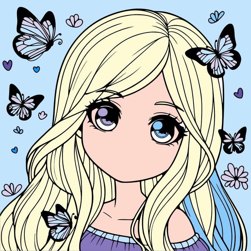 realistic girl with butterflies around her