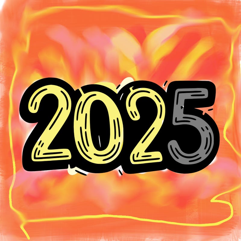 one line scrawled numbers sketch design “2025”