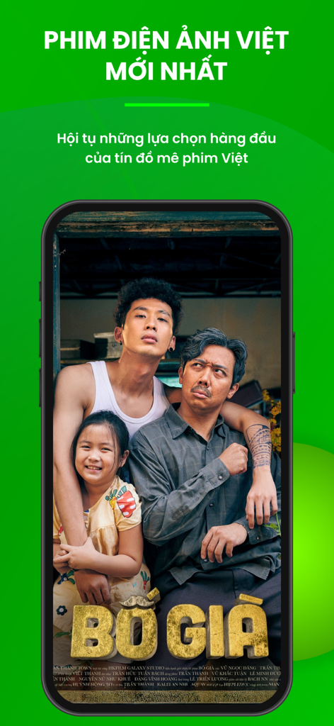 VieON app showcasing the latest Vietnamese cinema and hit movies like Bo Gia