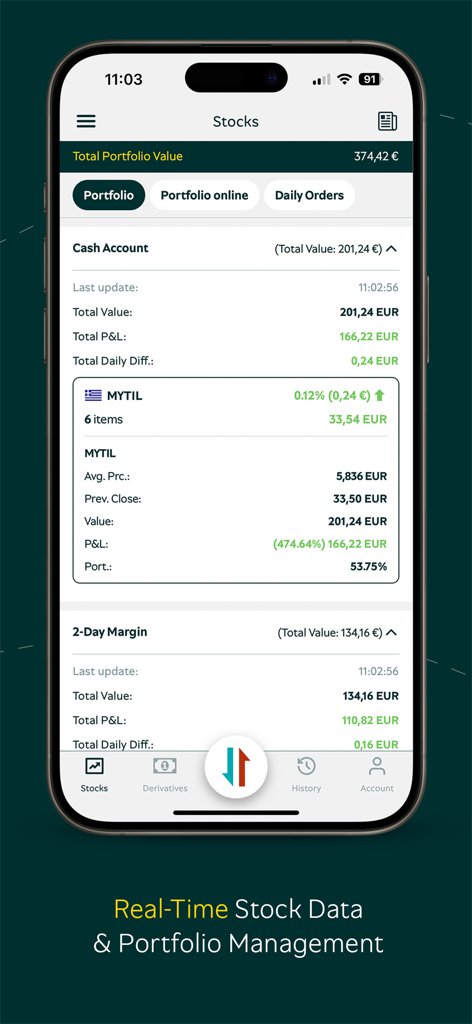 Piraeus SEC - Real-time stock data and portfolio management dashboard in the Piraeus SEC app
