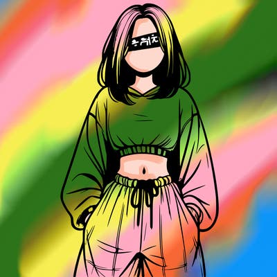 realistic girl faceless with baggy pants and a crop top