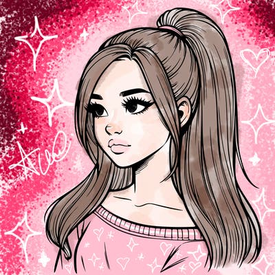 realistic girl with a high ponytail