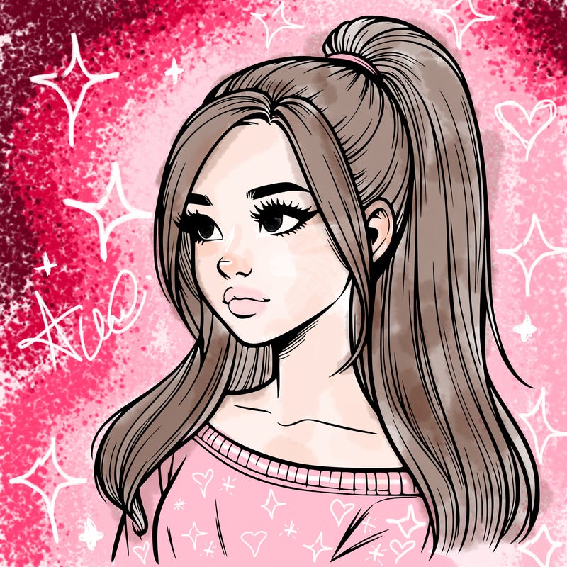 realistic girl with a high ponytail