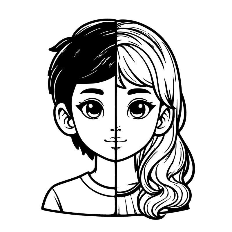 realistic half boy half girl split