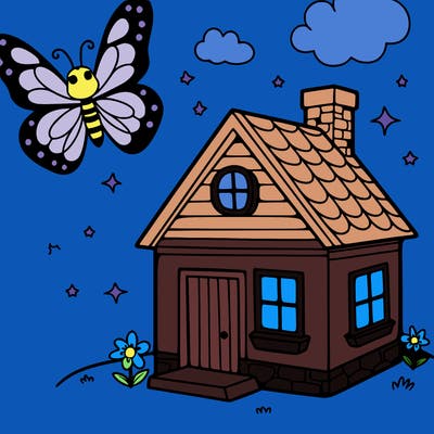 a butterfly and a house