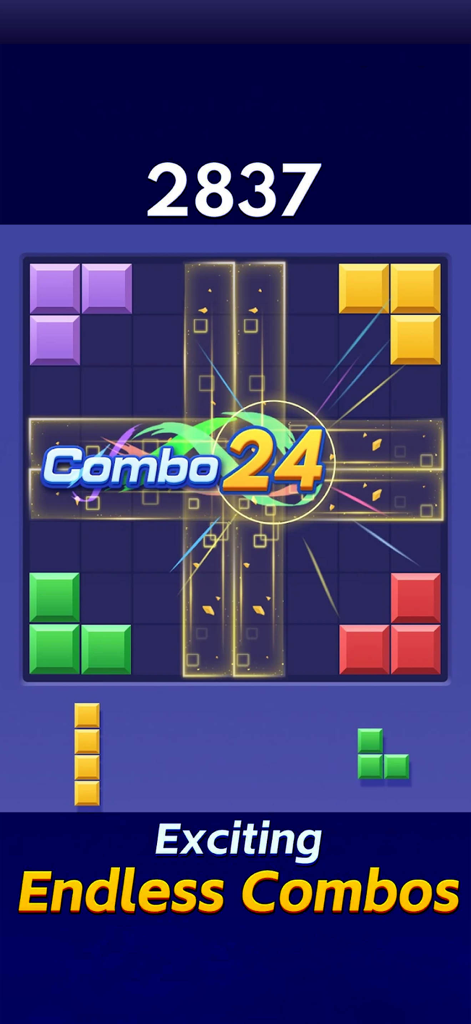 Block Blast - New Puzzle Games - 블록 블라스트 퍼즐 게임 플레이 스크린샷으로 높은 점수와 콤보 달성 표시