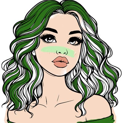 realistic girl with wavy hair and lips