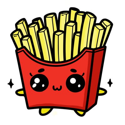 a cute. french fries