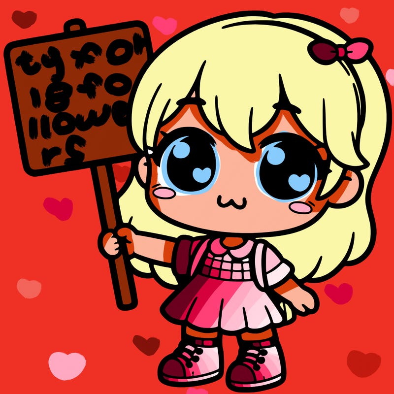 cute girl holding a sighn