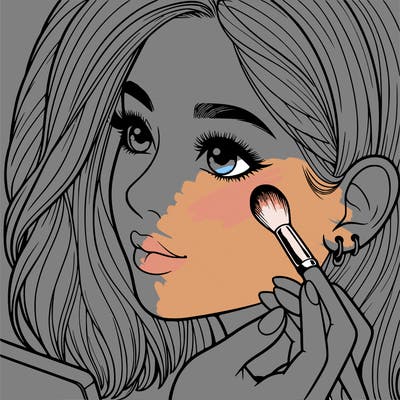 a realistic girl doing her makeup