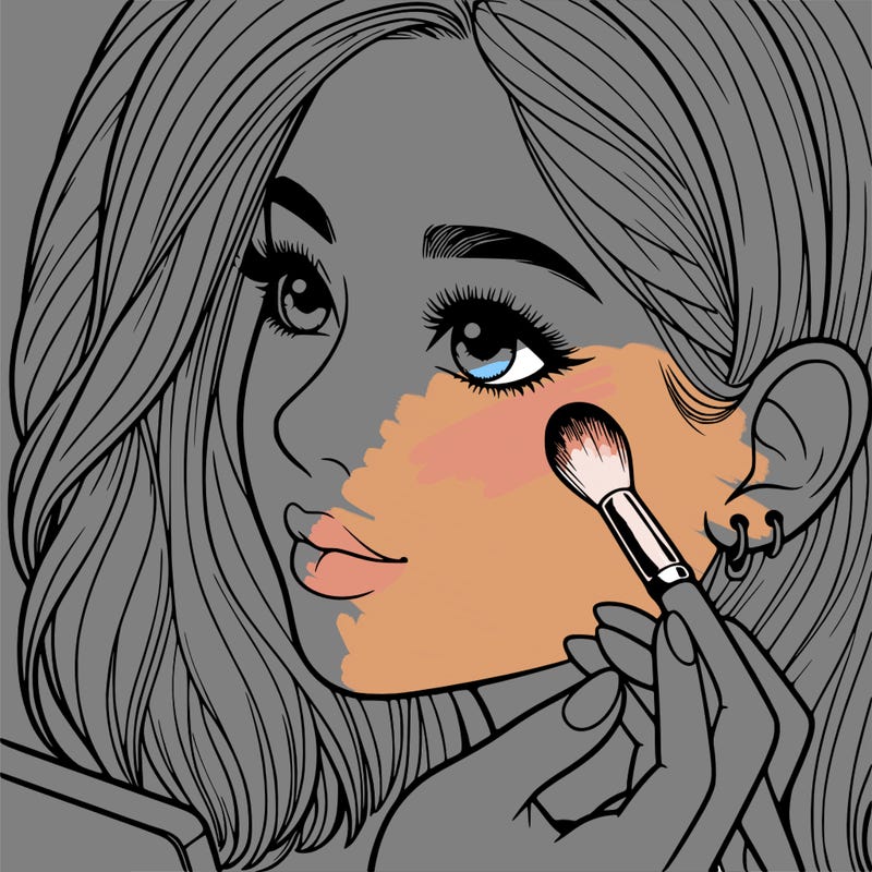 a realistic girl doing her makeup