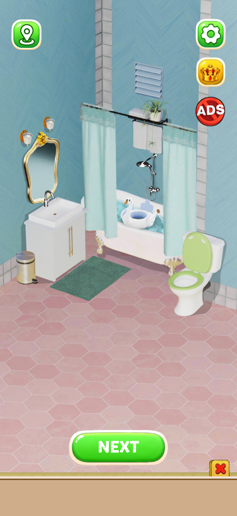 Home Makeover Tidy ASMR - Relajante renovación de baño en 3D con paredes azules y azulejos rosas