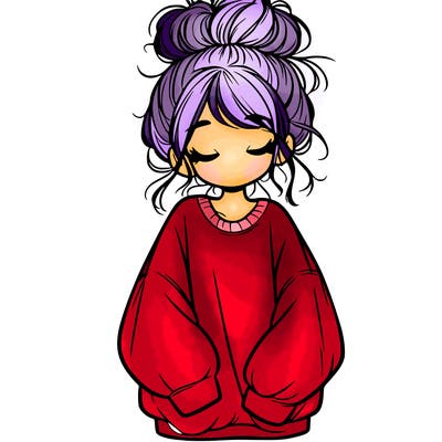 girl with baggy sweatshirt and messy bun