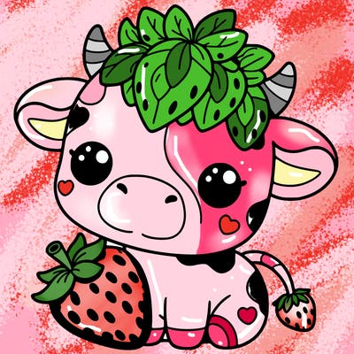 cute strawberry cow