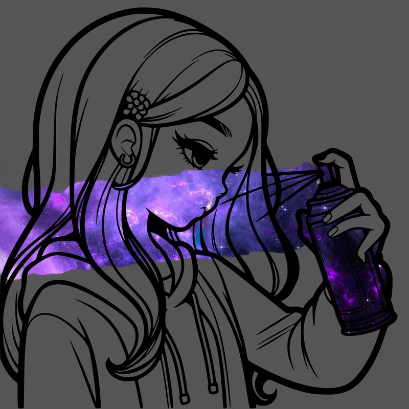 a realistic girl spray painting