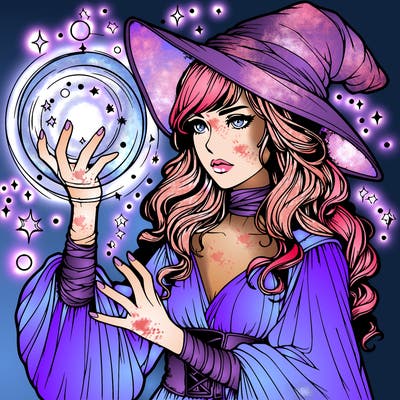 realistic women sorcerer using magic