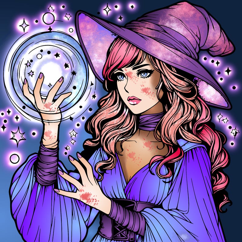 realistic women sorcerer using magic