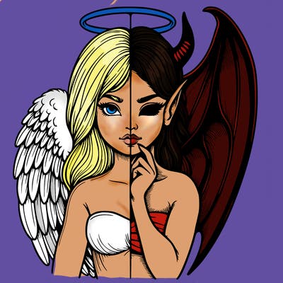 realistic angel half demon