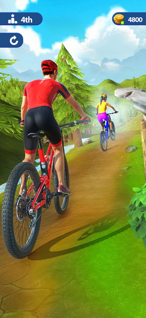 Bicycle Games - BMX Bike Race - Dos ciclistas compitiendo en un sendero de montaña de tierra en un juego de bicicletas 3D