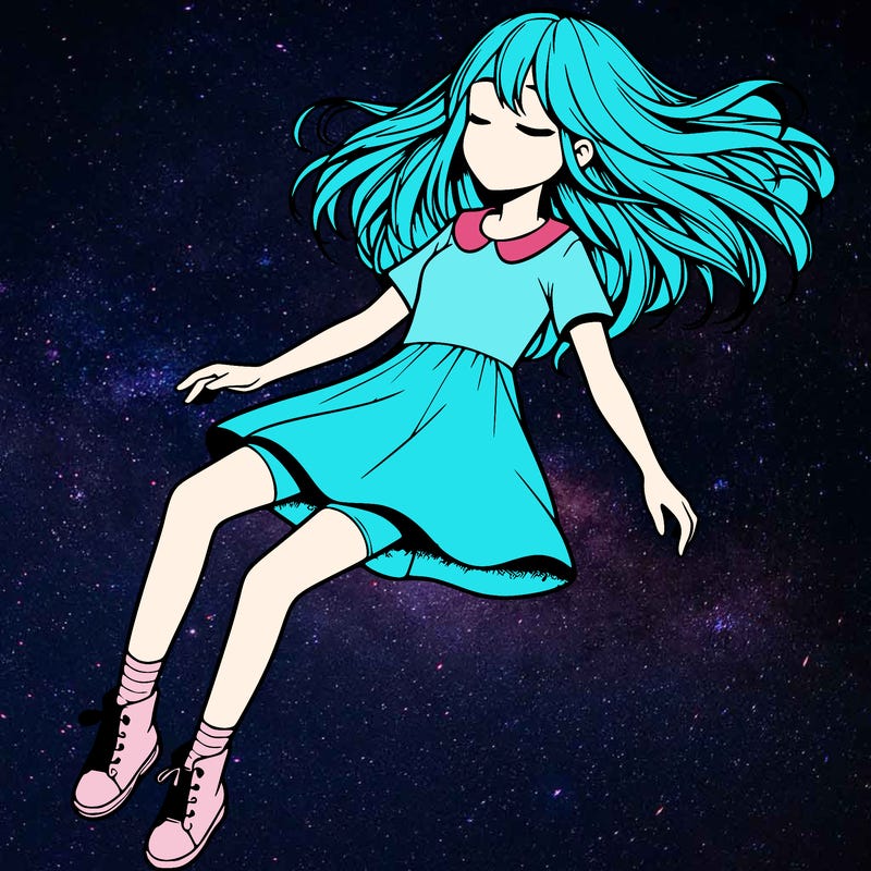 realistic girl floating