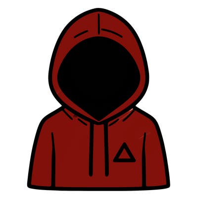 a person with non face waering a hoodie with a small triangle symbol