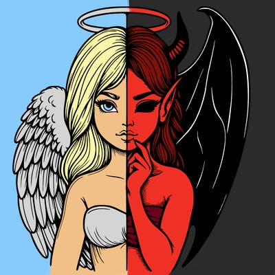 realistic angel half demon