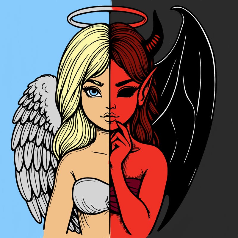 realistic angel half demon