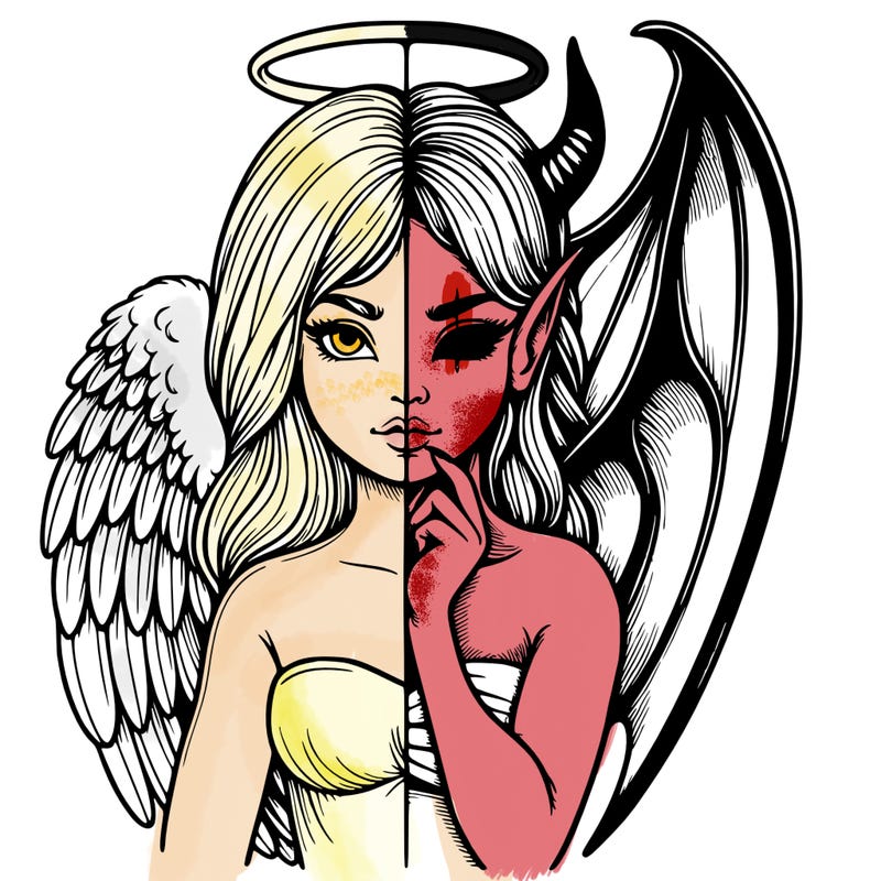 realistic angel half demon