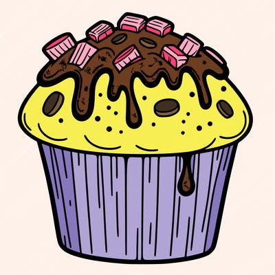 muffin with chocolate dripping